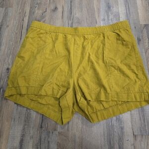 Old Navy Linen Blend Shorts Womens XL Mustard Yellow Drawstrings